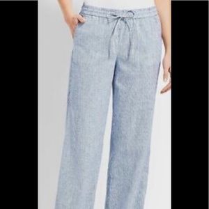 Striped wide leg pant in linen